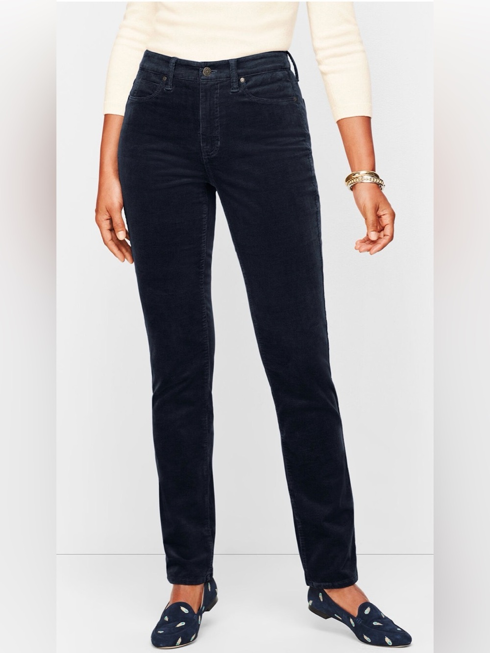 Talbots Corduroy Curvy Straight Leg Pants Navy Size